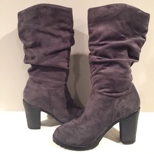 Gray micro suede mid calf boots. Size 5.5